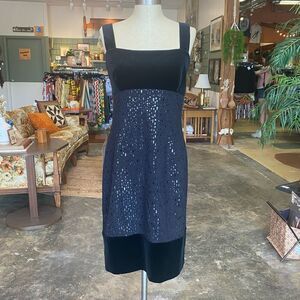 St. John Evening Velvet Sequin Midi Dress